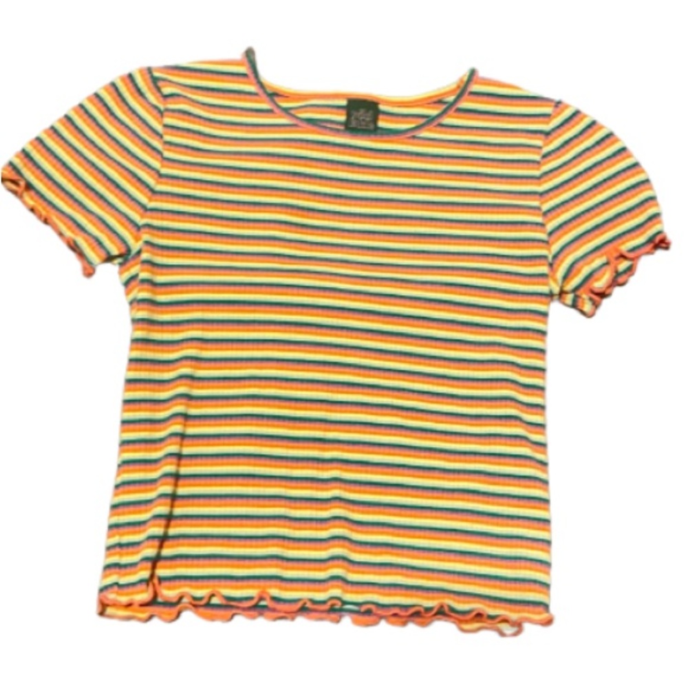 Women’s Fitted Rainbow Wild Fable Cropped Striped Top